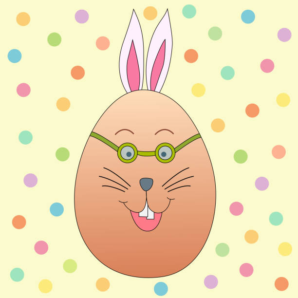 ilustrações, clipart, desenhos animados e ícones de ovo com o rosto e as orelhas de um coelhinho da páscoa. personagem bonito para o feriado. ilustração de desenho animado vetorial - rabbit ear antenna
