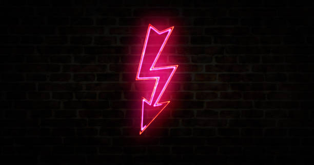 istock Energy lightning symbol neon on brick wall illustration 1297473507