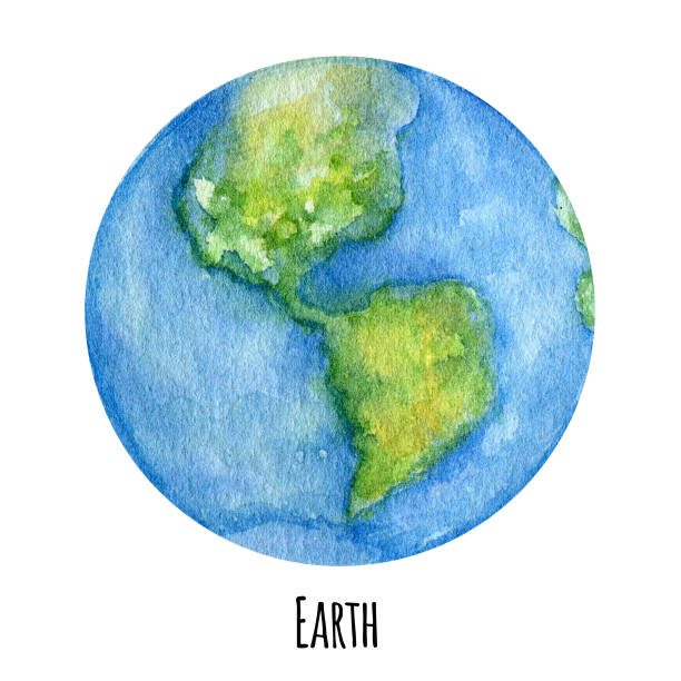 istock Earth Planet of the Solar System watercolor illustration. Globe Symbol, World map, ecology green Earth day concept on white background. Outer Space planets, Our galaxy astronomy education material. 1297473758