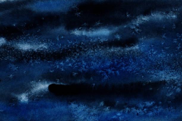 istock dark blue watercolor abstract background. Night sky shades simple color Hand painted illustration. Aquarelle painted paper textured canvas for invitation card design. 1297473762