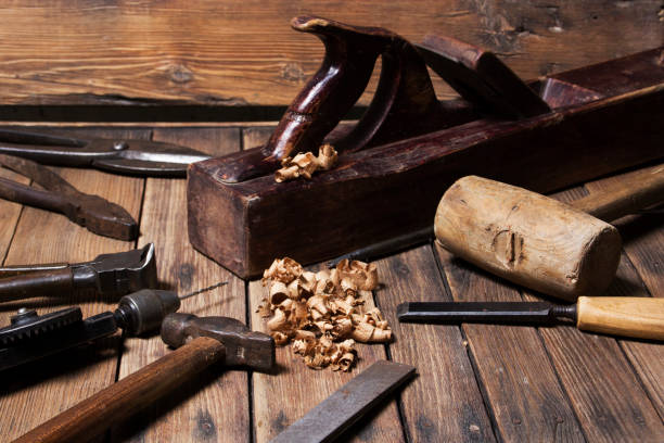 istock Collection of vintage woodworking tools 1297484018
