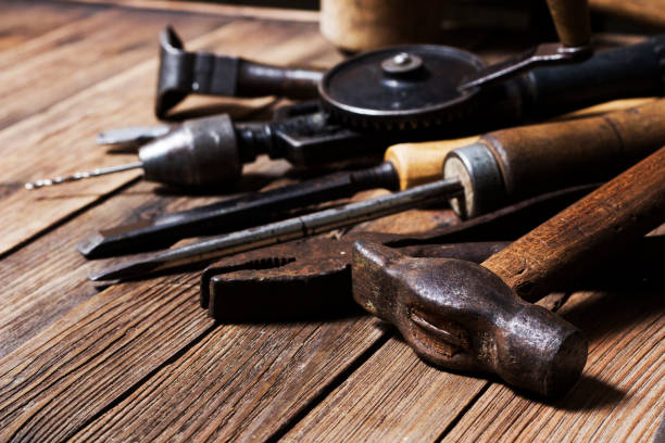 istock Collection of vintage woodworking tools 1297484733