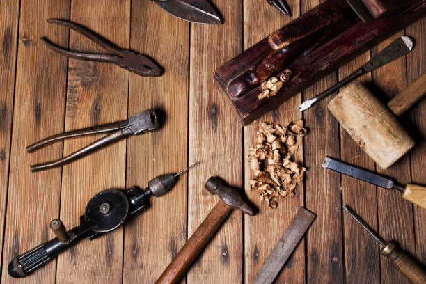 istock Set of tools over wooden panels 1297484764