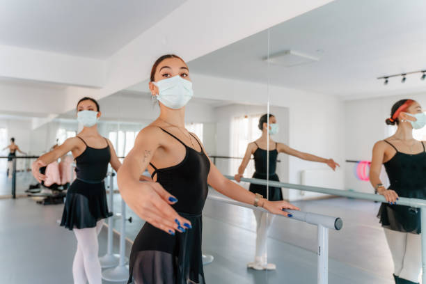 istock Ballets dancers stretching at barre 1297486244