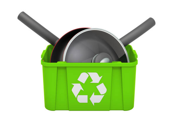 Mechanical industry metal waste. Steel shavings from CNC for recycling.