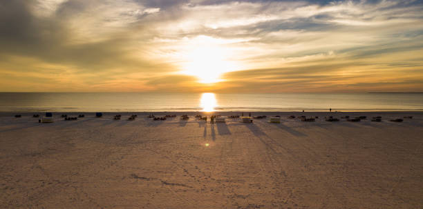 Sunset at Fort Myers Beach Drone shot of the sunset at Fort Myers Beach fort myers beach photos stock pictures, royalty-free photos & images