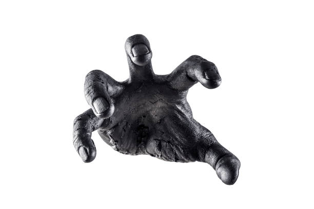 Creepy zombie hand isolated on white background with clipping path stock photo