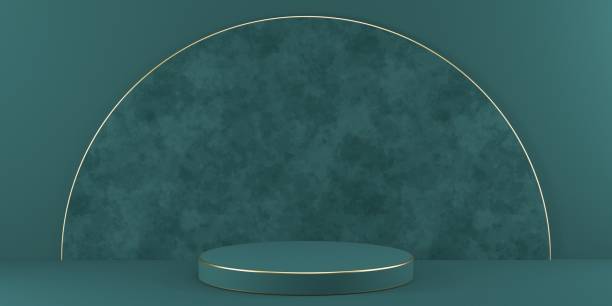 istock Mock up podium for product presentation textured half circle 3D 1297493013