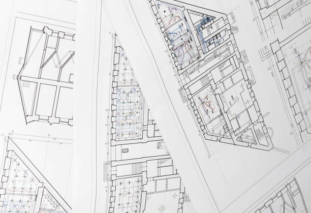 istock Architectural design, drawings, drawings are lying on the table. Construction Fund, engineering tools. top view 1297495101