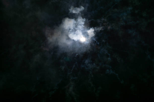 bright smoke in the dark sky after the fireworks
