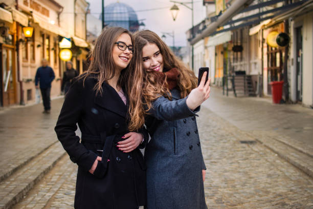 istock Two girl take a selfie photography 1297505441