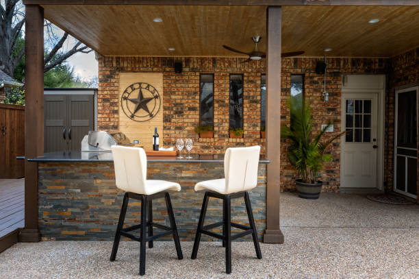 istock Modern outdoor kitchen in Texas, that has been freshly built 1297507513