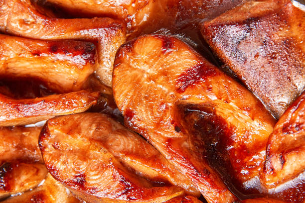 baked red fish in a marinade of teriyaki sauce