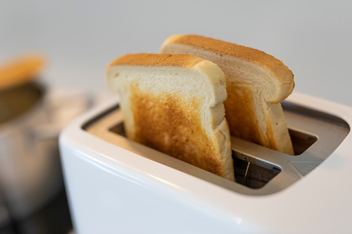 Toast in a Kitchen Toaster