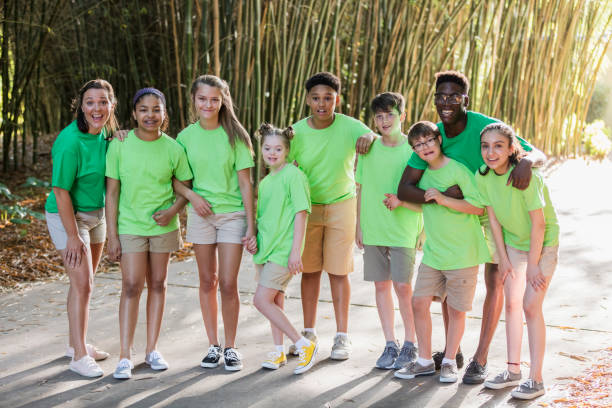 istock Summer camp including two down syndrome children 1297509249