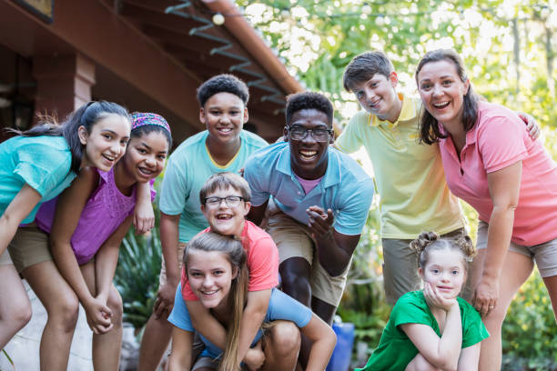 istock Summer camp including two down syndrome children 1297509331