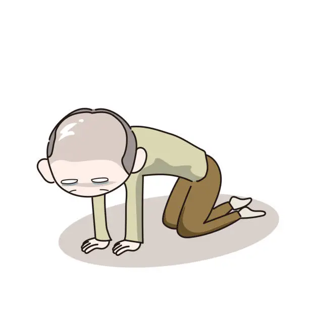 Vector illustration of Stressed man kneeling - vector image