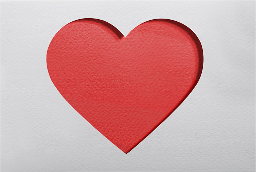 Happy Valentines day, Red Heart from paper.
Horizontal composition with copy space. Love and Valentine's Day concept.