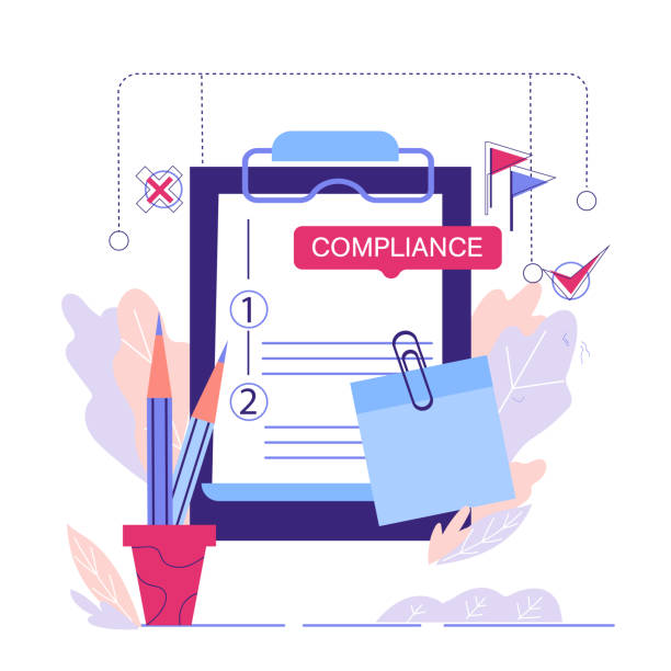 ilustrações de stock, clip art, desenhos animados e ícones de regulatory compliance business concept, cartoon vector illustration isolated. - compliance