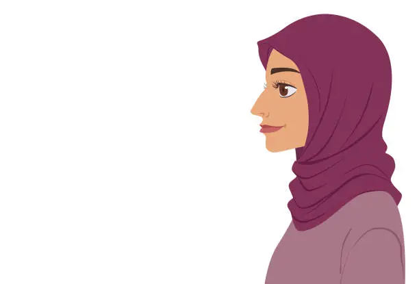 Vector illustration of Side view of a woman's face