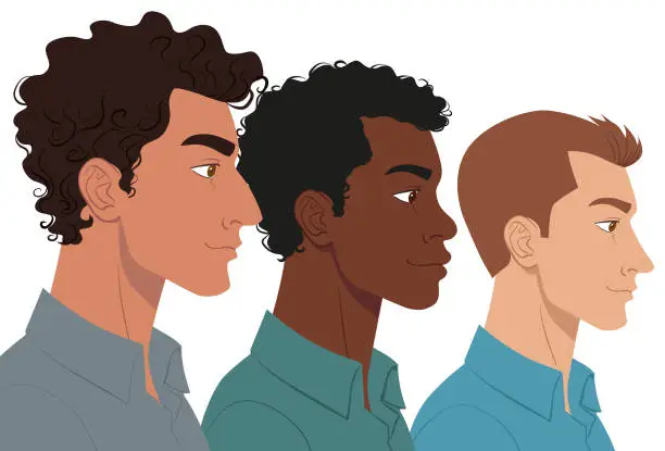 Vector illustration of Group of multi ethnic men