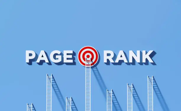 Photo of White Ladders Leaning on Page Rank Written Bull's Eye Target on Blue Wall