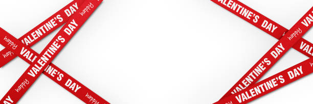 istock Happy Valentine's Day  Written Red and White Ribbons over White Background 1297519769