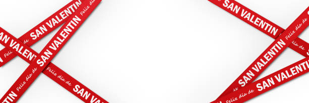 istock Happy Valentine's Day ( Feliz Dia De San Valentin in Spanish ) Written Red and White Ribbons over White Background 1297519798