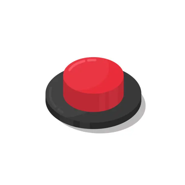 Vector illustration of Red button isolated on white background