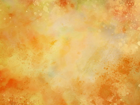 Orange gold and yellow background texture grunge, autumn or thanksgiving colors in abstract old watercolor paint border spatter and marbled design