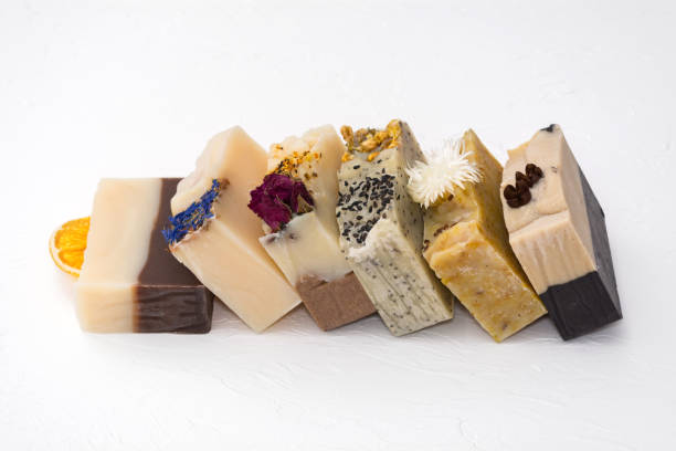 istock Bars of beautiful natural handmade soap. 1297533141