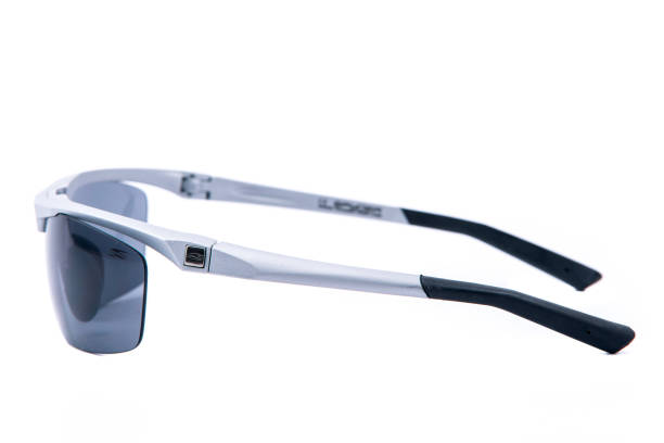 istock Fashion sunglasses grey frames on white background. 1297534017
