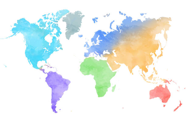 istock Colorful water color world map painting on white background. 1297539484