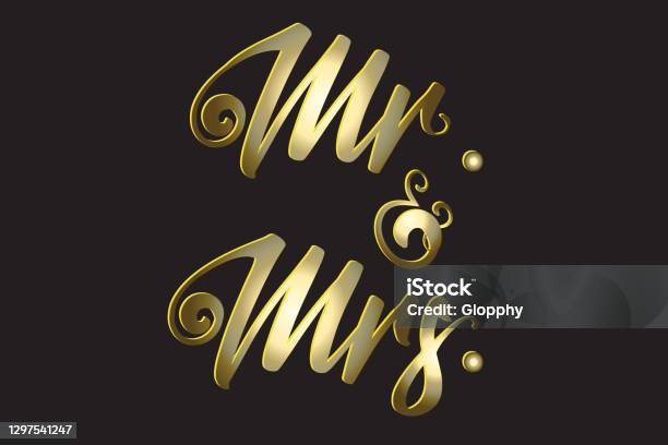 Mrs. Colorful Lettering Mr And Mrs Gold Design Lettering Text Vector Image Stock Illustration ...