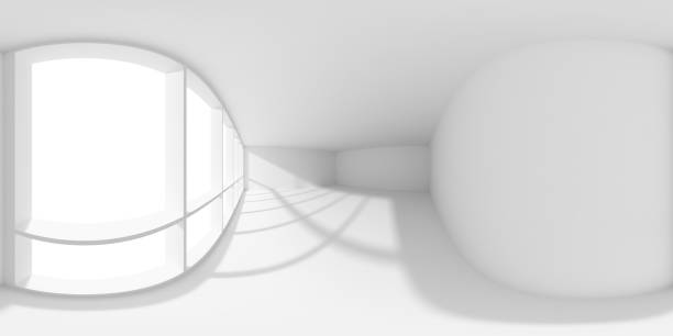 istock Empty white business office room with sun light from large window HDRI map 1297543393