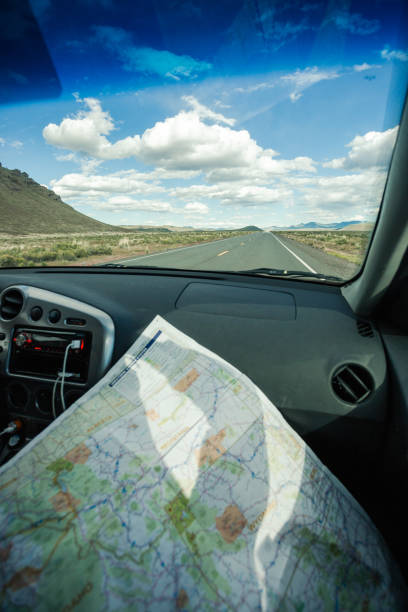 istock Summer Road Trip Map and Outdoor Scenery 1297547656