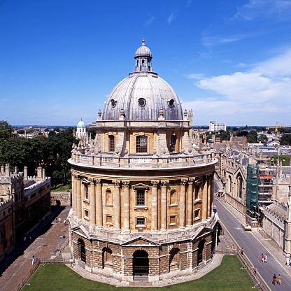 Elevated view of Radcliffe Camera, Oxford, UK.