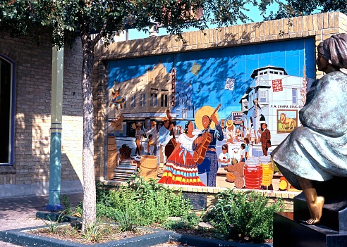 Mexican Market ceramic wall picture in Market Square, San Antonio, Texas, USA.