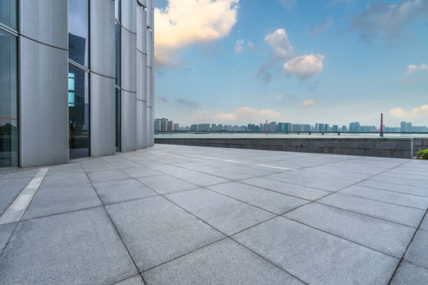istock Abstract building wall with city skyline background 1297551438
