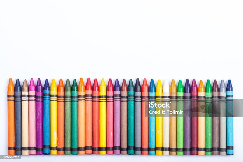 Pencils Colorful crayons isolated on white Crayon Stock Photo