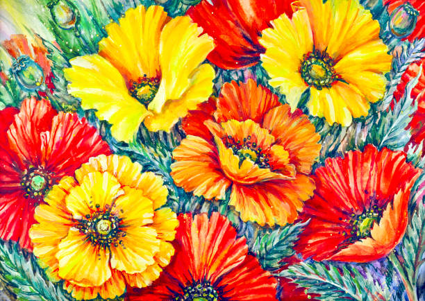 istock Bunch of red and yellow poppies 1297565535
