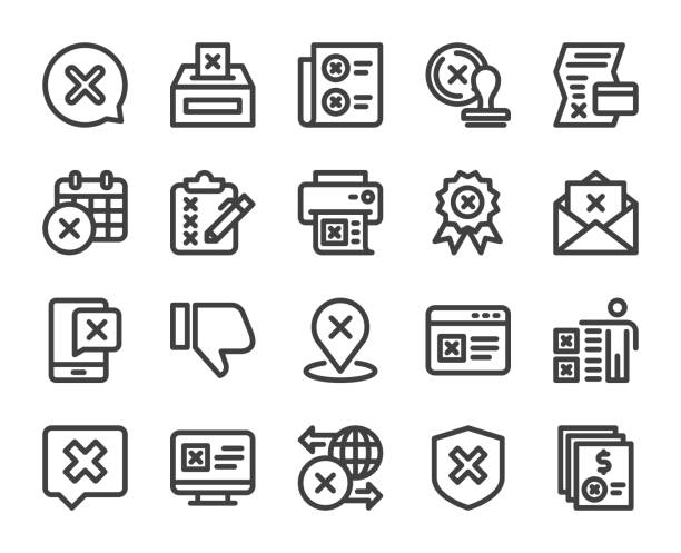 Rejection - Bold Line Icons Rejection Bold Line Icons Vector EPS File. fail stamp stock illustrations