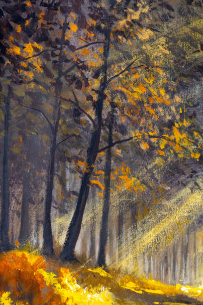 istock Sunlight park alley forest rural landscape Original artistic modern impressionism hand painting 1297568181