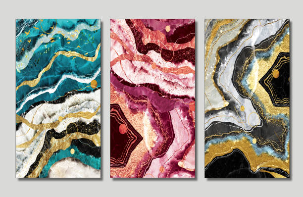 istock 3d wallpaper for wall frames .  resin geode and abstract art, functional art, like watercolor geode painting . golden and gray marble background 1297568399