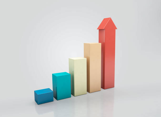 istock Ascending graph for growth success, economy graph, histograms, statistics 1297574616