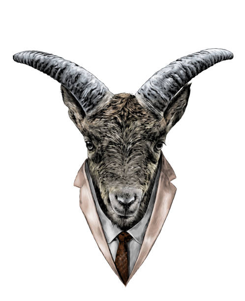 istock the head of the goat in front is symmetrical with a formal suit in tie and jacket 1297578700