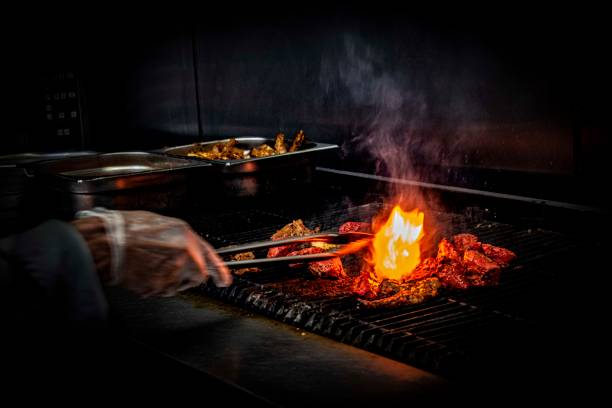 istock Grilled kebab meat  on flames 1297579931