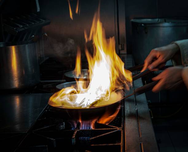 istock Flames around indian frying  pan 1297580037