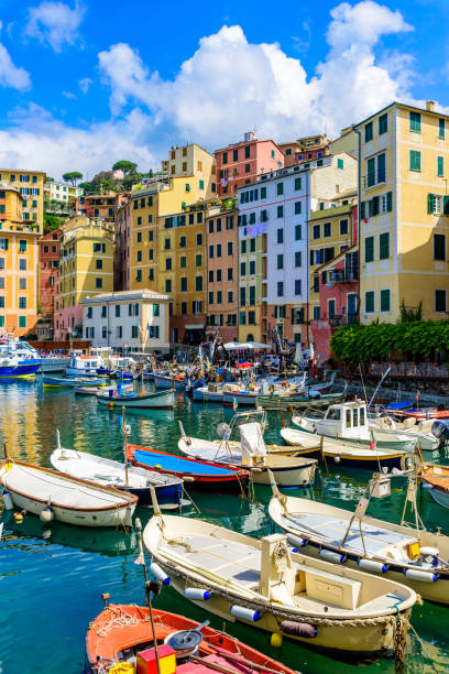 Camogli town in Liguria, Italy. Scenic Mediterranean riviera coast. Historical Old Town Camogli with colorful houses and sand beach at beautiful coast of Italy. Camogli town in Liguria, Italy. Scenic Mediterranean riviera coast. Historical Old Town Camogli with colorful houses and sand beach at beautiful coast of Italy. liguria photos stock pictures, royalty-free photos & images