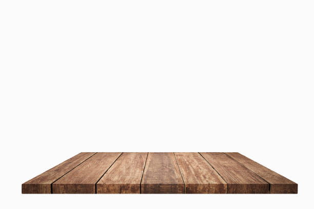 istock 3D Rendering, wooden top table on isolated white background 1297583658